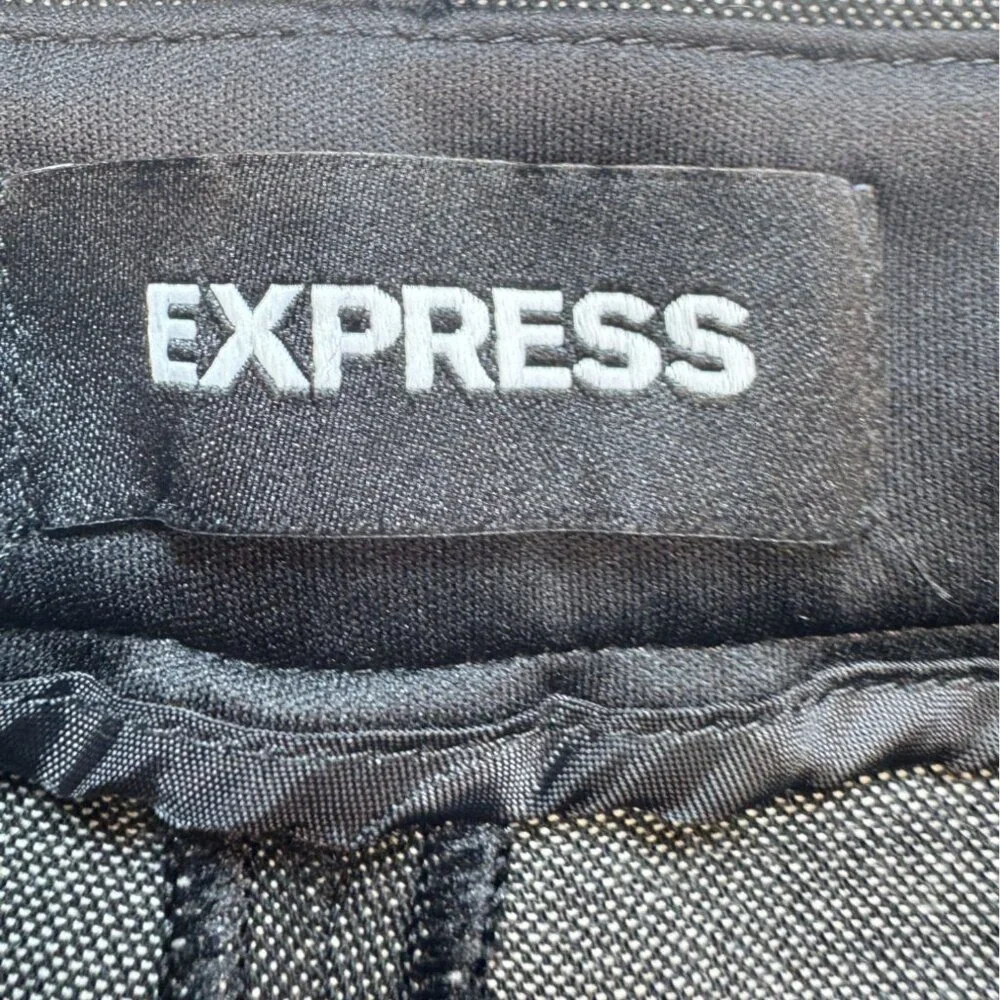 Express Womens Dress Pants Size 10S Gray Stretch Mid Rise Skinny Leg Flat Front